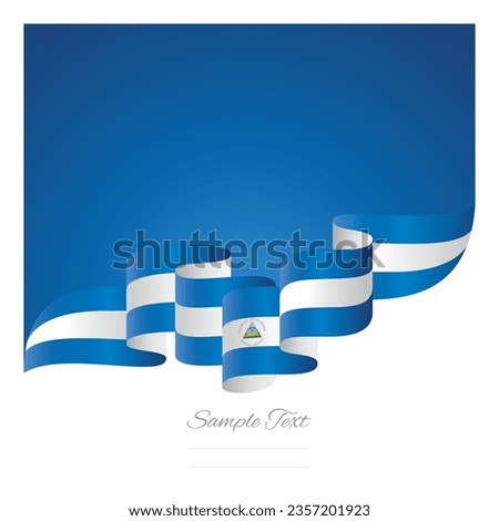 New Nicaragua blue white wavy flag ribbon concept design template. Premium flags Nicaragua ribbon vector design on abstract blue background