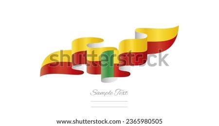 Benin red yellow green wavy flag ribbon concept design template. Premium Beninese flag vector illustration design on isolated white background