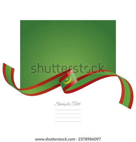 Mauritania flag vector. World flags and ribbons. Mauritanian flag ribbon on abstract color background