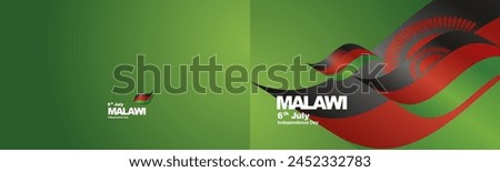 Malawi Independence Day flag ribbon two fold landscape background