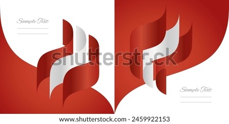 Austria abstract wavy flag ribbon vector. Austria striped wavy flag two fold brochure concept on red white background