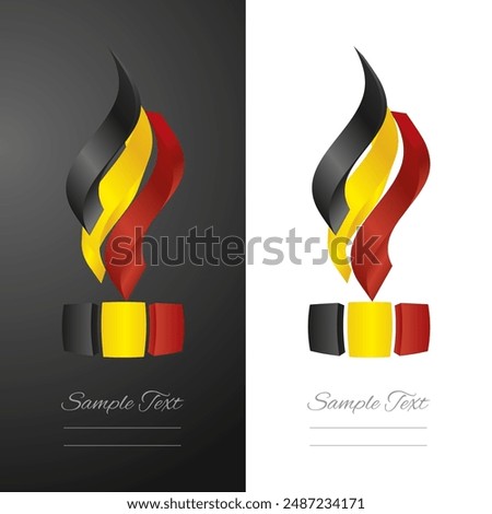 Belgian abstract 3D wavy flag ribbon for fashion and industry labels. Belgium 3D torch flame strip label sticker icon vector