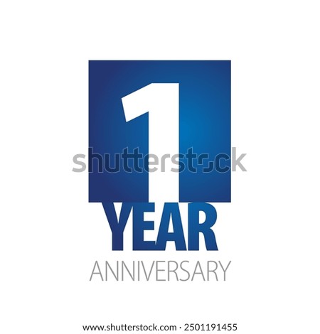 1 Year Anniversary blue white logo icon banner