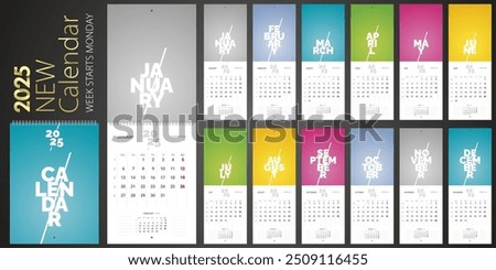 Calendar 2025 New modern Business Wall Calendar 2025 week starts Monday