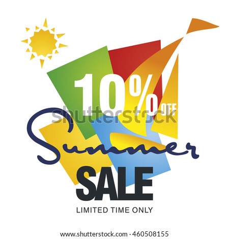 Summer sale 10 percent off discount offer sailboat color background vector