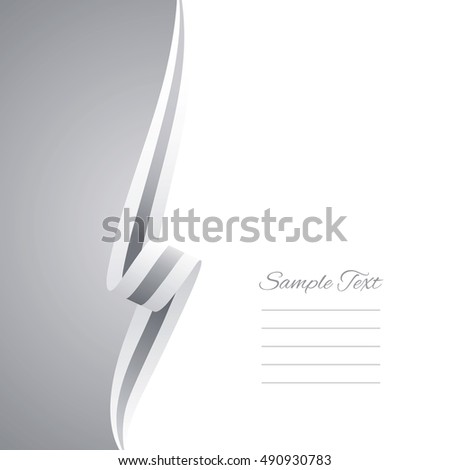 Abstract white silver ribbon left side brochure vector