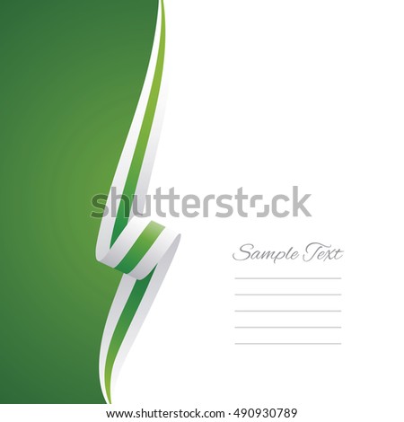 Abstract white green ribbon left side brochure vector