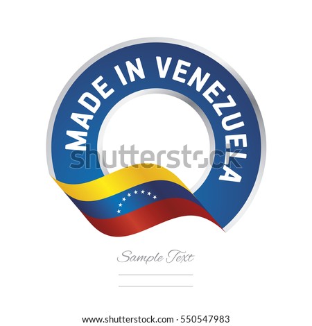 Made in Venezuela flag blue color label button banner