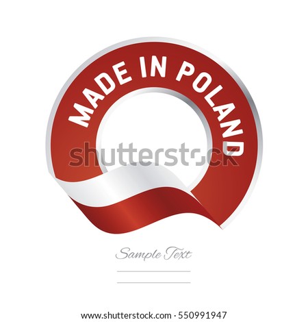 Made in Poland flag red color label button banner