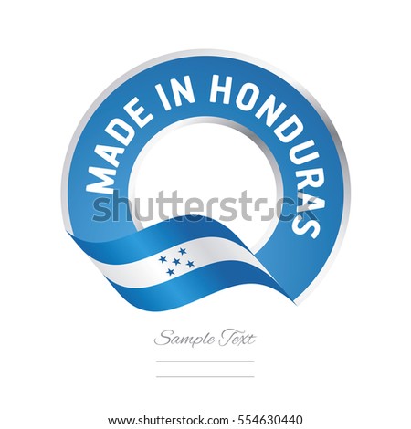 Made in Honduras flag blue color label button banner