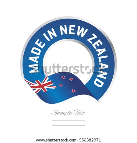 Made in New Zealand flag blue color label button banner