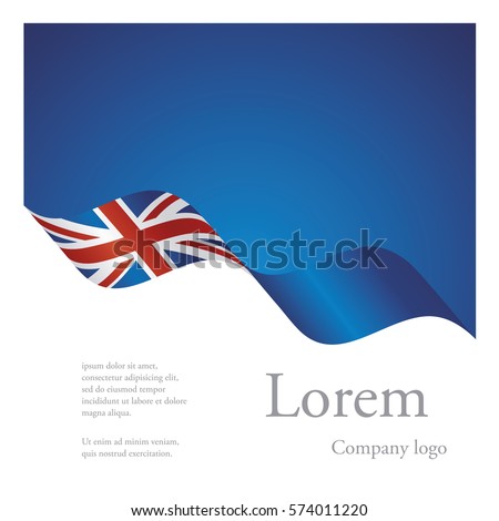 New brochure abstract design modular pattern of wavy flag ribbon of UK