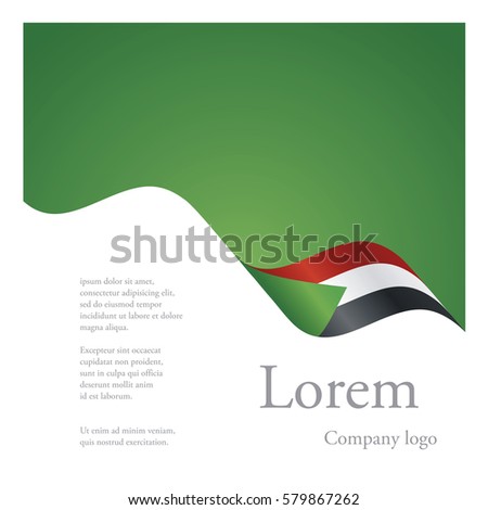 New brochure abstract design modular single pattern of wavy flag ribbon of Sudan