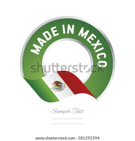 Made in Mexico flag green color label button logo icon banner