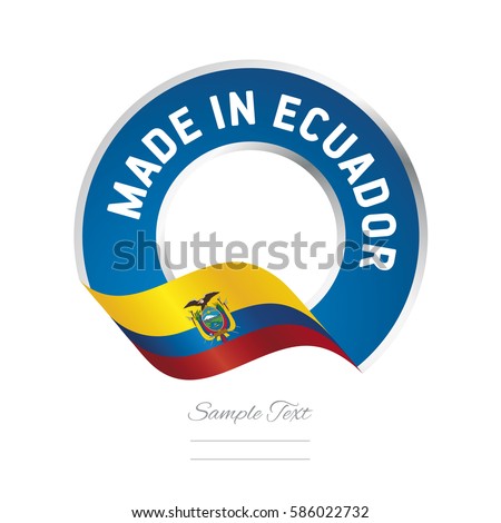 Made in Ecuador flag blue color label logo icon