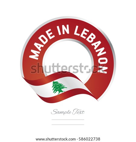 Made in Lebanon flag red color label logo icon