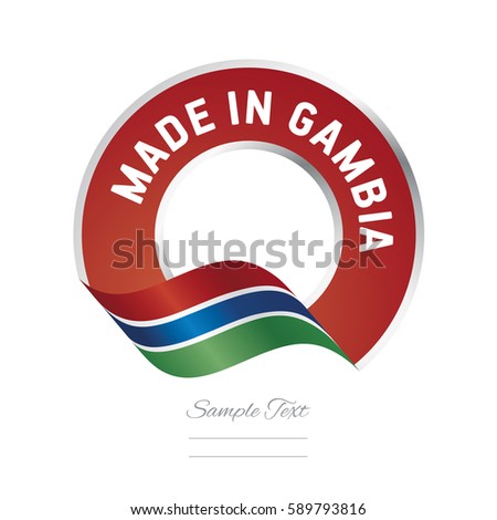 Made in Gambia flag red color label logo icon