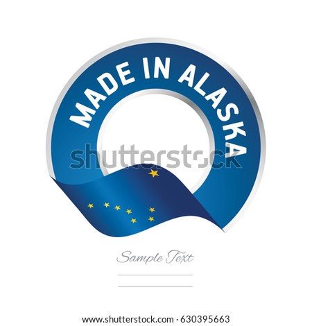 Made in Alaska flag blue color label logo icon