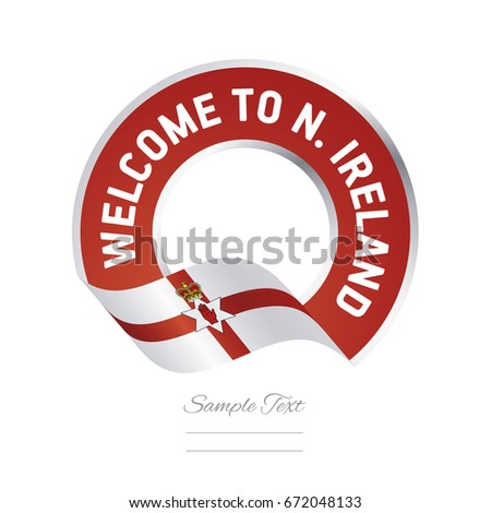 Welcome to Northern Ireland flag red label logo icon