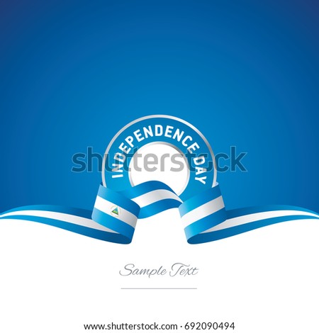 Nicaragua Independence Day ribbon logo icon