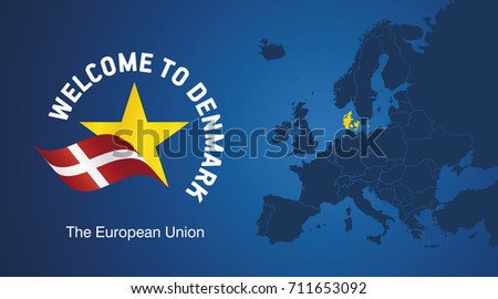 Welcome to Denmark EU map banner logo icon