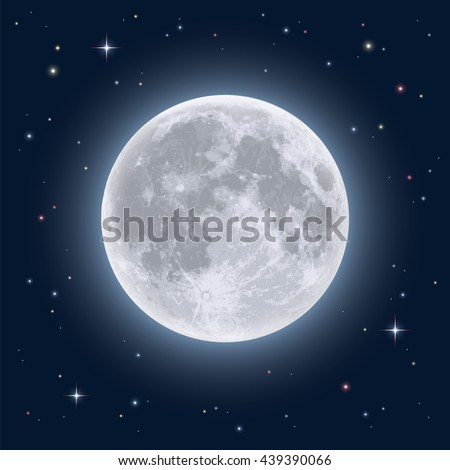 Realistic full moon. Detailed vector illustration. Elements of this image furnished by NASA