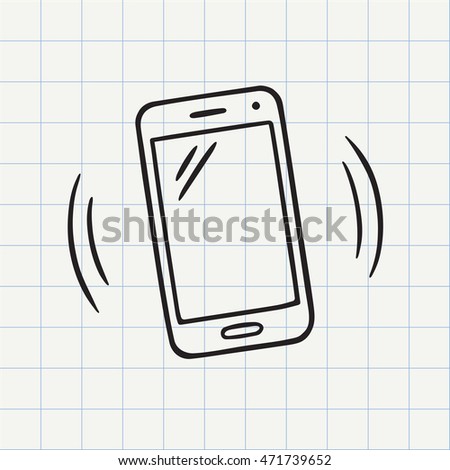 Smart phone doodle icon. Hand drawn sketch in vector