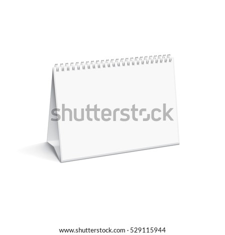 Blank desktop spiral calendar isolated on white background