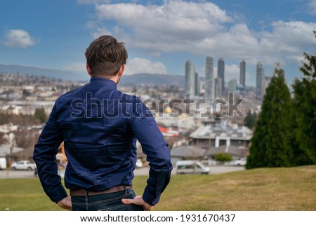 Similar – Image, Stock Photo A man in a hat looks friendly and a little bit melancholic into the camera