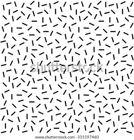 Abstract dash pattern vector, Memphis style background with small dashes, retro black and white texture