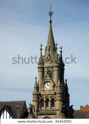 Stradford Upon Avon (William Shakespeare\'s native town). Market square. Clock Tower.