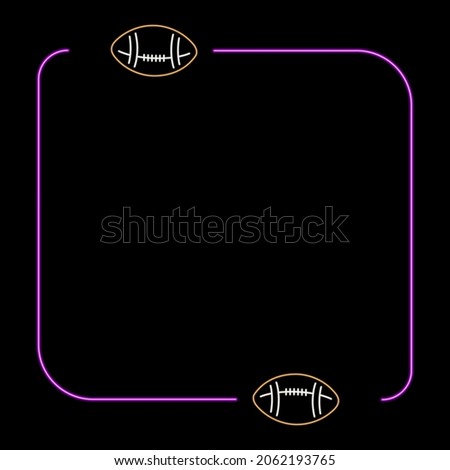 American football neon frame, modern glowing banner design, colorful modern design trend on black background. Vector illustration.