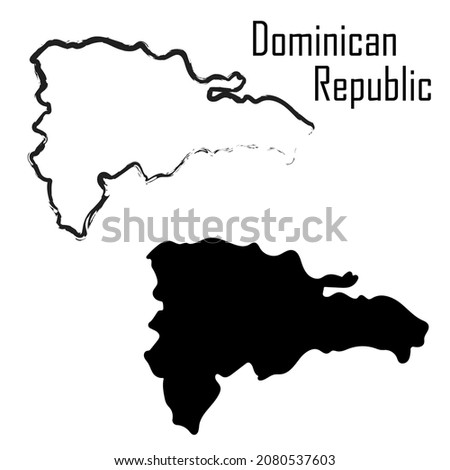 dominican republic map black and white vector illustration. map black and white vector illustration.