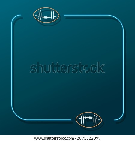 american football neon frame, modern glowing banner design, colorful modern design trend. Vector illustration.