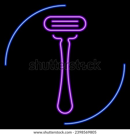 razor neon sign, modern glowing banner design, colorful modern design trends on black background. Vector illustration.