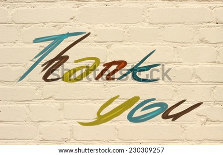 thank you note on brick wall