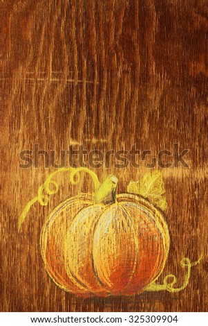 pumpkin on wood background, your text here