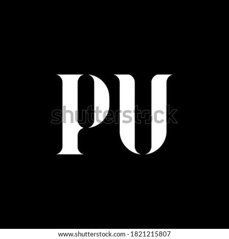 PU P U letter logo design. Initial letter PU uppercase monogram logo white color. PU logo, P U design. PU, P U Imagine de stoc © 