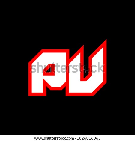 PU logo design, initial PU letter design with sci-fi style. PU logo for game, esport, Technology, Digital, Community or Business. P U sport modern Italic alphabet font. Typography urban style fonts. Imagine de stoc © 
