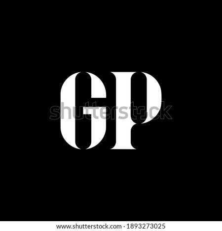GP G P letter logo design. Initial letter GP uppercase monogram logo white color. GP logo, G P design. GP, G P Stock fotó © 
