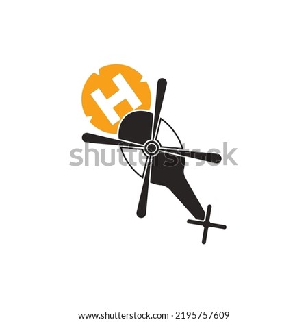 Helipad Icon, Helicopter Landing Pad, Area, Platform, H Letter, Vector illustration design.