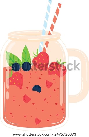 Similar – Image, Stock Photo Strawberry smoothie in a botle with pink background and pink paper straws.