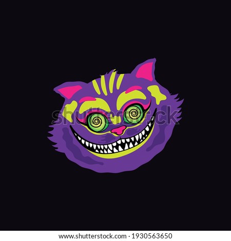 vector illustration smile of a crazy cat