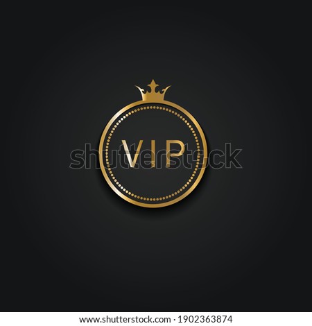 golden vip icon with crown and black background