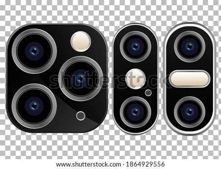 Set of Smartphone camera lens.Graphic vector