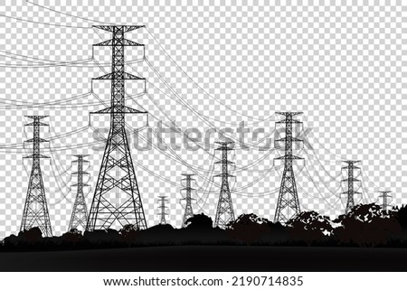 High electric tower isolated on transparent background. Graphic vector