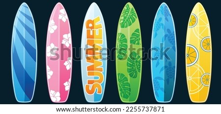 Set of surfboard graphic vector