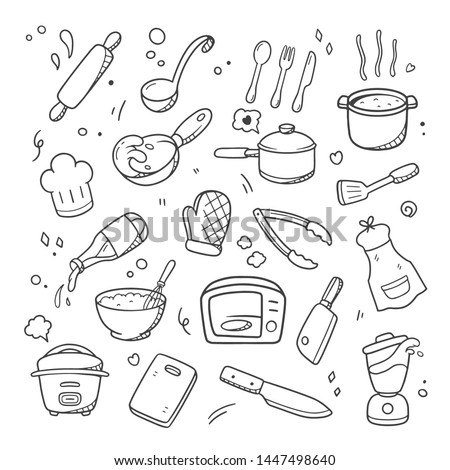 kitchen doodle background. Vector illustration