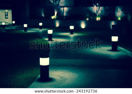 Abstract garden night light bokeh, defocused background