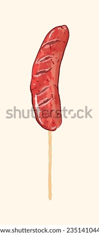 Taiwanese Sausage kebab in food illustration